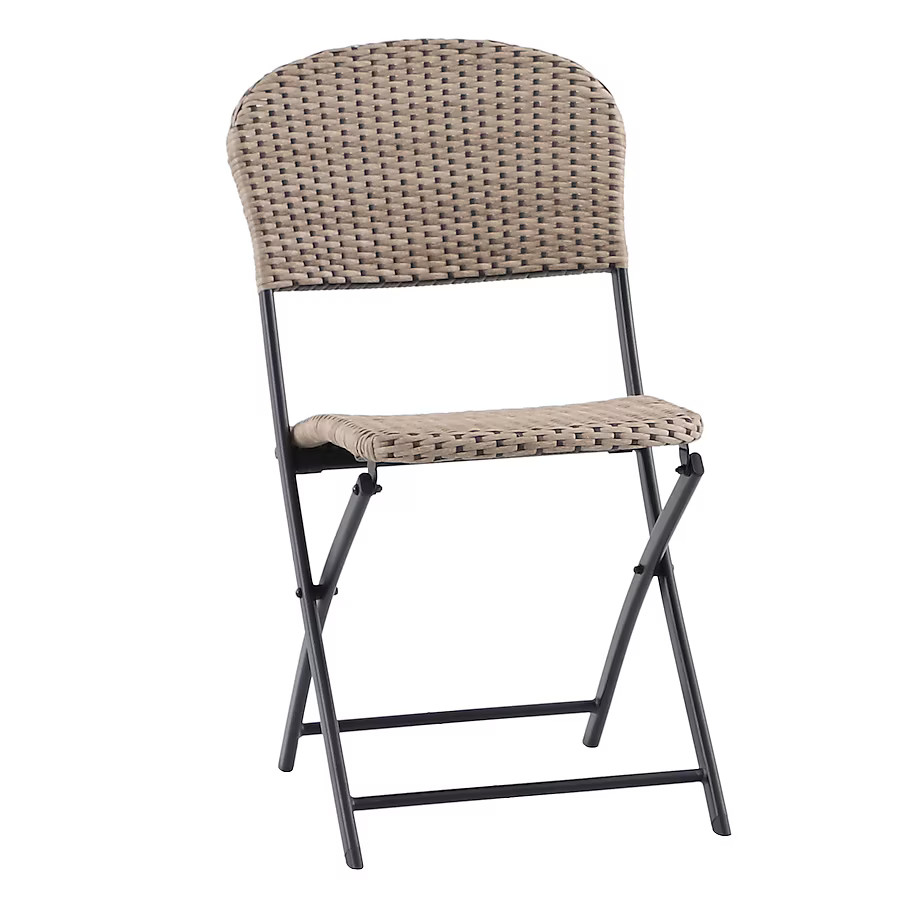 Style Selections Mix and Match Wicker Black Steel Frame Stationary Dining Chair with Woven Seat | Lowe's