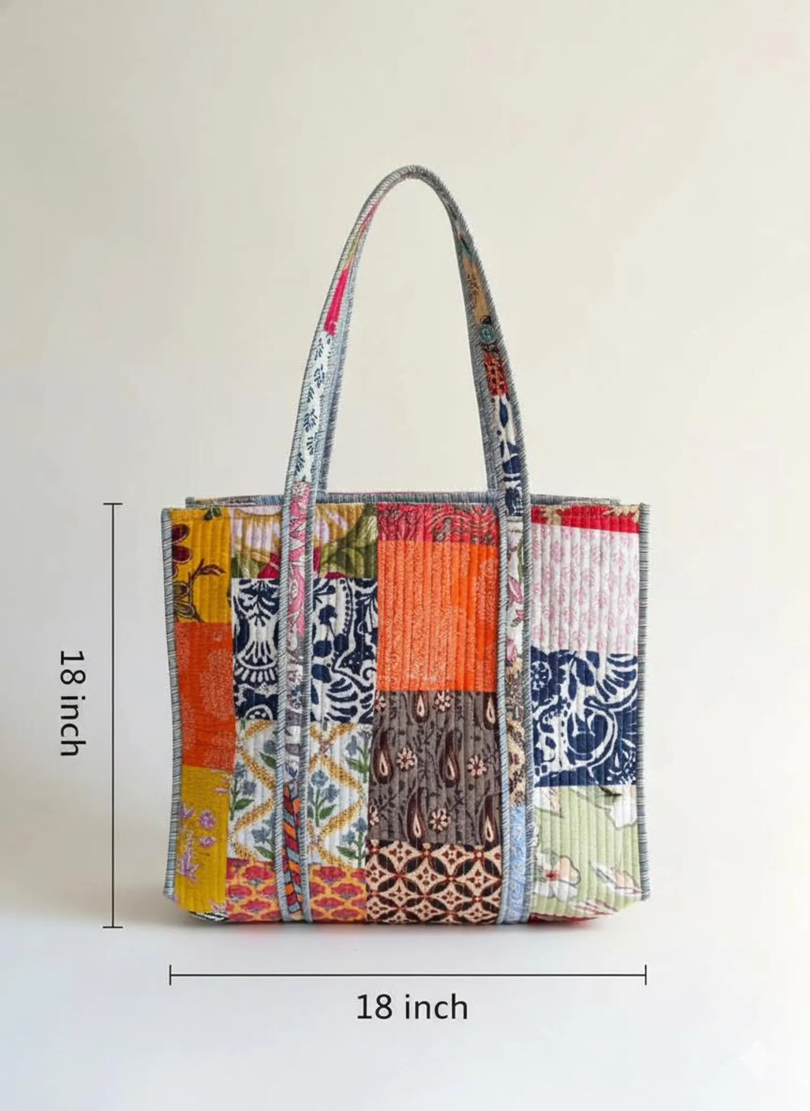 Patchwork Kantha Tote Bag | Handmade Boho Cotton Shoulder Bag | Vintage Fabric Quilted Market Bag... | Etsy (Global)