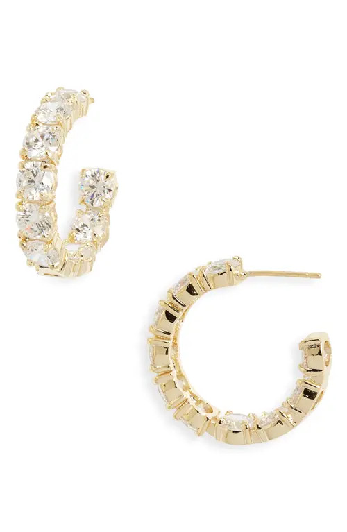 Melinda Maria Oh She Fancy Inside Out Huggie Hoop Earrings in Gold/white Diamondettes at Nordstrom | Nordstrom