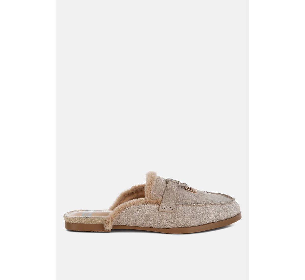 Bosnia Suede & Faux Fur Slip On Mules - Light beige | Macy's