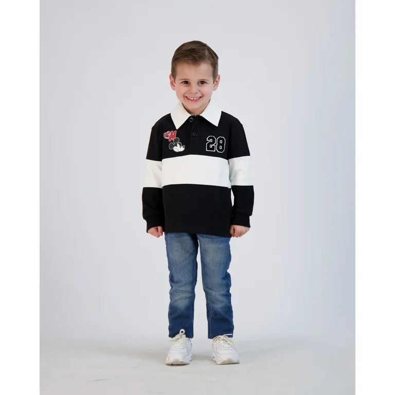 Disney Mickey Mouse Toddler Boy Long Sleeve Rugby Polo Shirt, Sizes 2T-5T - Walmart.com | Walmart (US)