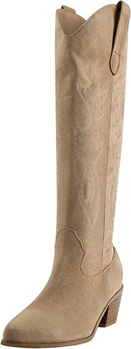 VERISSON Women's Cowgirl Western Boots Cowboy Embroidered Pull-On Knee High Booties | Amazon (US)