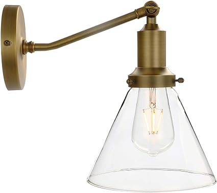 Permo Industrial Vintage Slope Pole Wall Mount Single Sconce with Funnel Flared Clear Glass Shade... | Amazon (US)