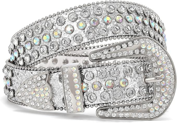WHIPPY Women Rhinestones Leather Belts Bling Studded Western Cowgirl Waist Belt for Jeans Pants w... | Amazon (US)