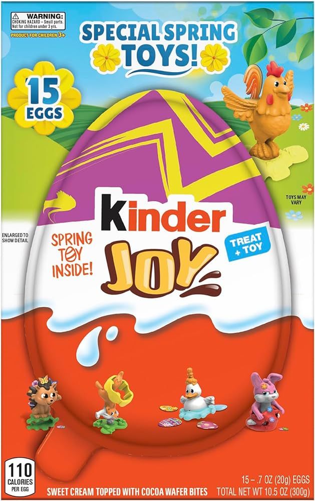 Kinder Joy, 15 Easter Eggs, Cream and Chocolatey Wafers With Spring Toy Inside, Great for Easter ... | Amazon (US)