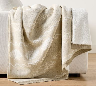 Shell Jacquard Knit Throw | Pottery Barn (US)