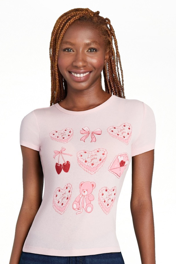 Valentine's Day Women’s Classic Cake Graphic Tee with Short Sleeves, Sizes XXS-XXL | Walmart (US)
