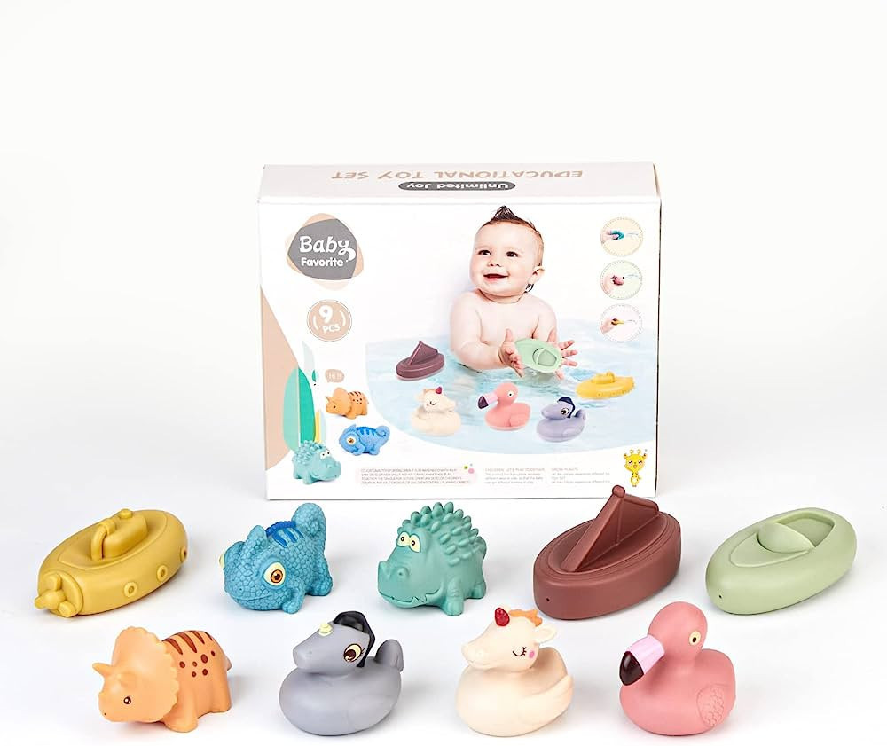 Baby Bath Toys Mold Free 9 Pack Bath Squirt Toys Silicone Ocean Animals Bathtub Float Toy for Wat... | Amazon (US)
