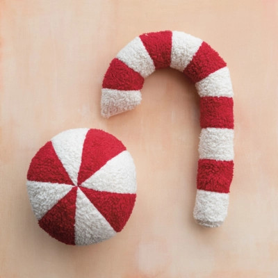 Sugar Candy Cane Pillow, Red/White | Ashley Homestore