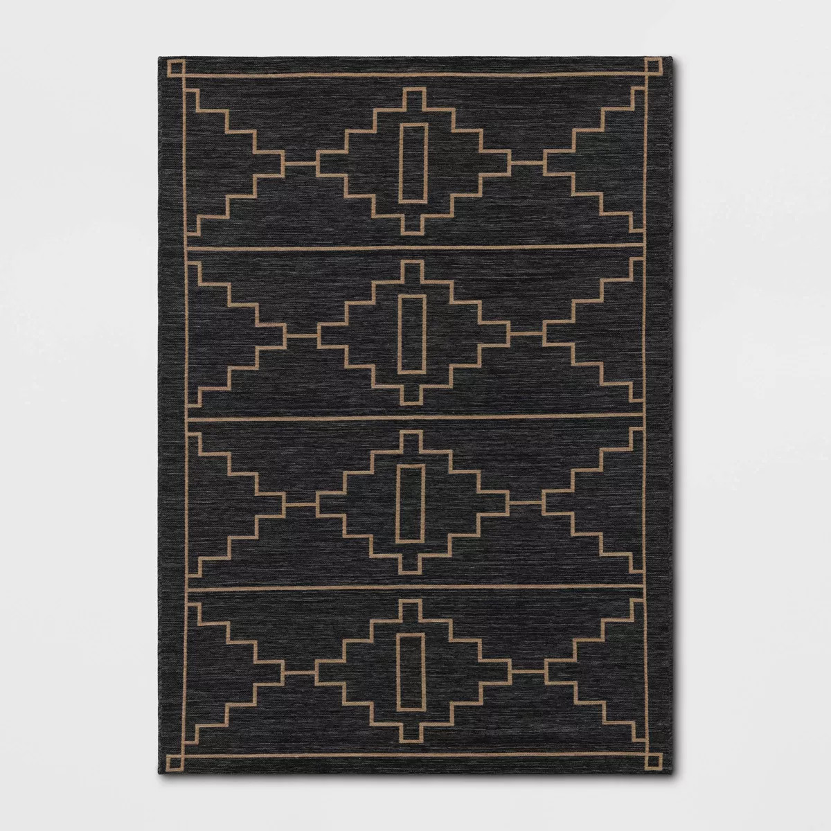 Linear Stepped Diamonds Print Outdoor Area Rug Black - Threshold™ | Target