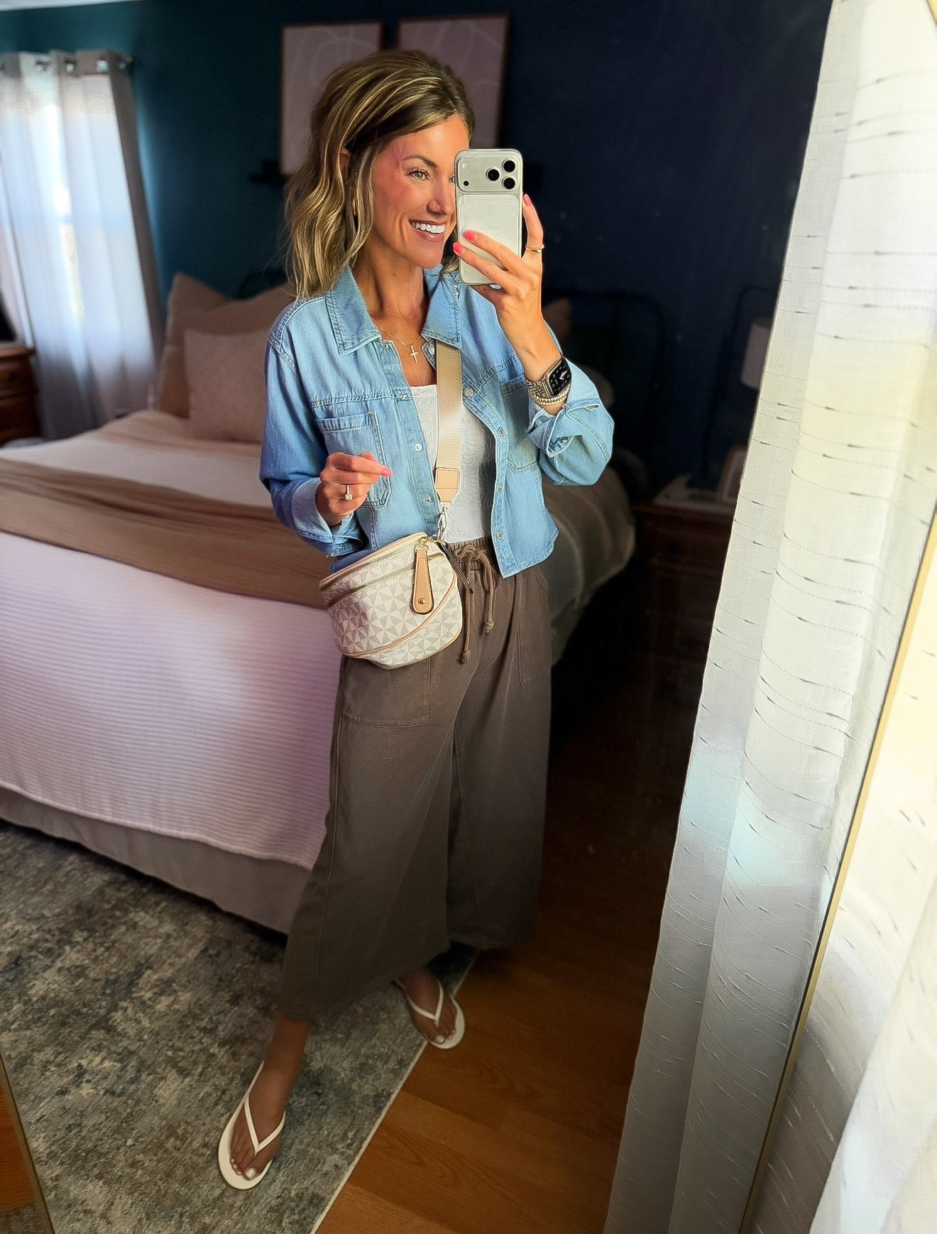 Save for when you don’t know what to wear. Comfy pants ✔️ Fitted tank ✔️ Denim shirt ✔️ 
Tank/ medium
Denim shirt/medium
Pants/ medium

#LTKSeasonal #LTKOver40 #LTKmomlife