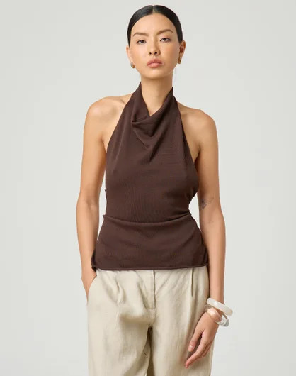 Backless Knit Cowl Halter Top | Glassons (Australia)