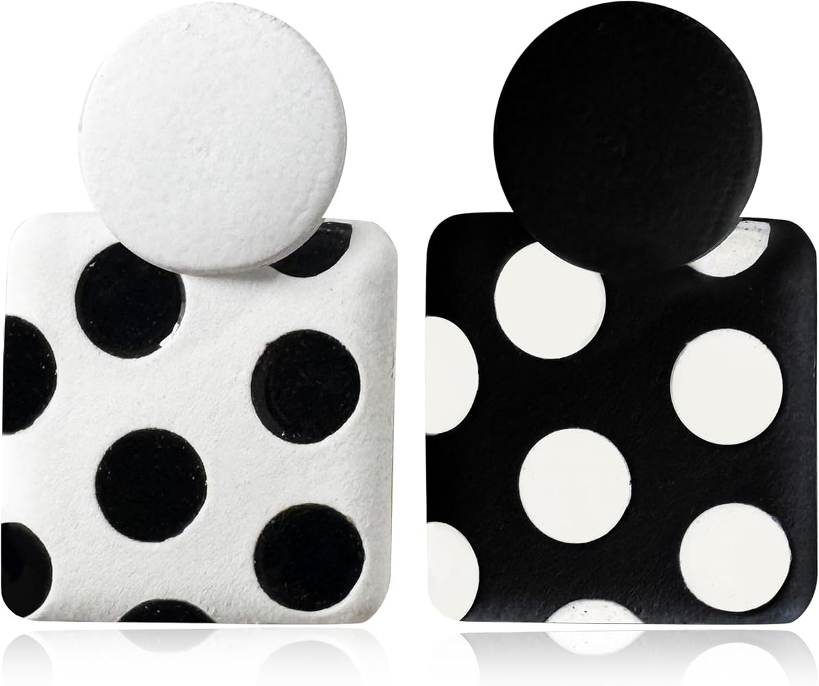70s 80s Vintage Polka Dot Alloy Square Dangle Drop Earrings Simplicity Geometry Spot Stud Earring... | Amazon (US)