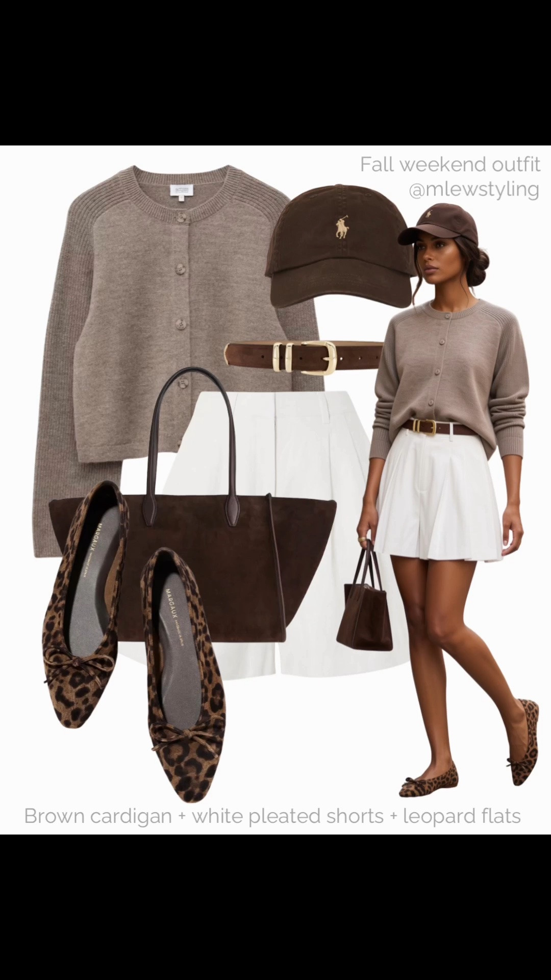 Elevated outfit for early fall 🤎

Tags: weekend outfit, COS cardigan sweater, polo Ralph Lauren baseball cap, Margaux leopard print ballet flats, Madewell brown suede tote bag, posse white pleated shorts, neutral outfit formula, late summer look

#LTKfall #LTKshoes #LTKbag