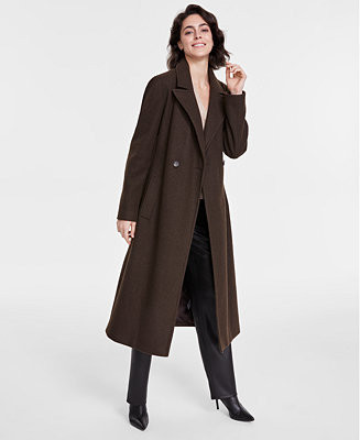 DKNY Women's Notched-Collar Double-Breasted Wrap Coat - Macy's | Macy's
