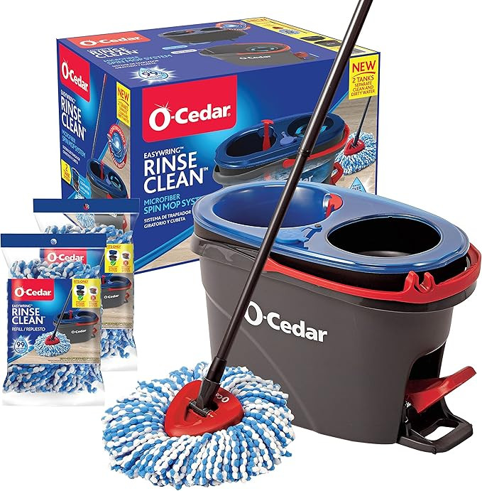 O-Cedar EasyWring RinseClean Microfiber Spin Mop & Bucket Floor Cleaning System with 2 Extra Refi... | Amazon (US)