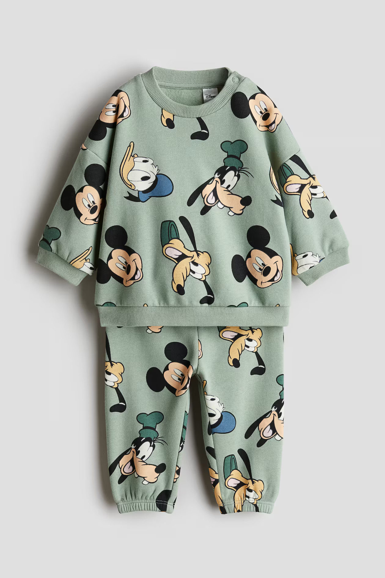 2-piece Set with Motif - Regular waist - Round Neck - Light green/Mickey Mouse - Kids | H&M US | H&M (US + CA)