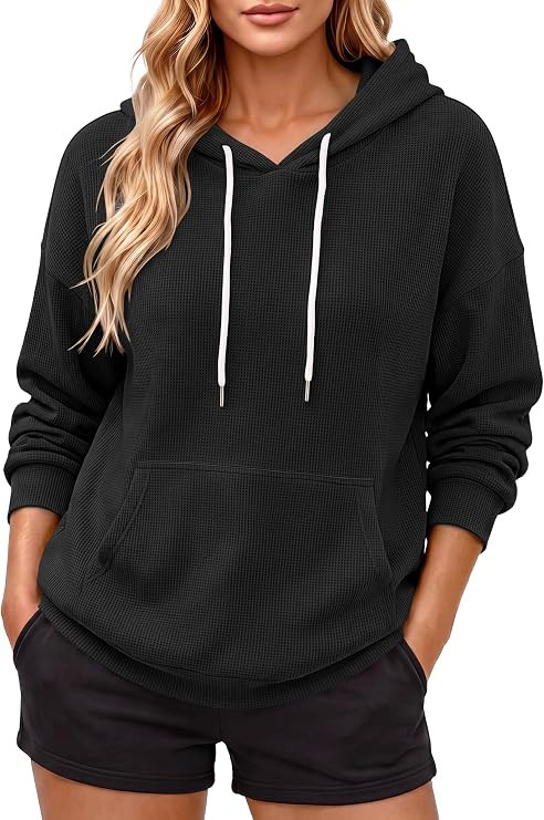 ANRABESS Women's Waffle Knit Hoodie Lightweight Sweatshirts | Amazon (US)