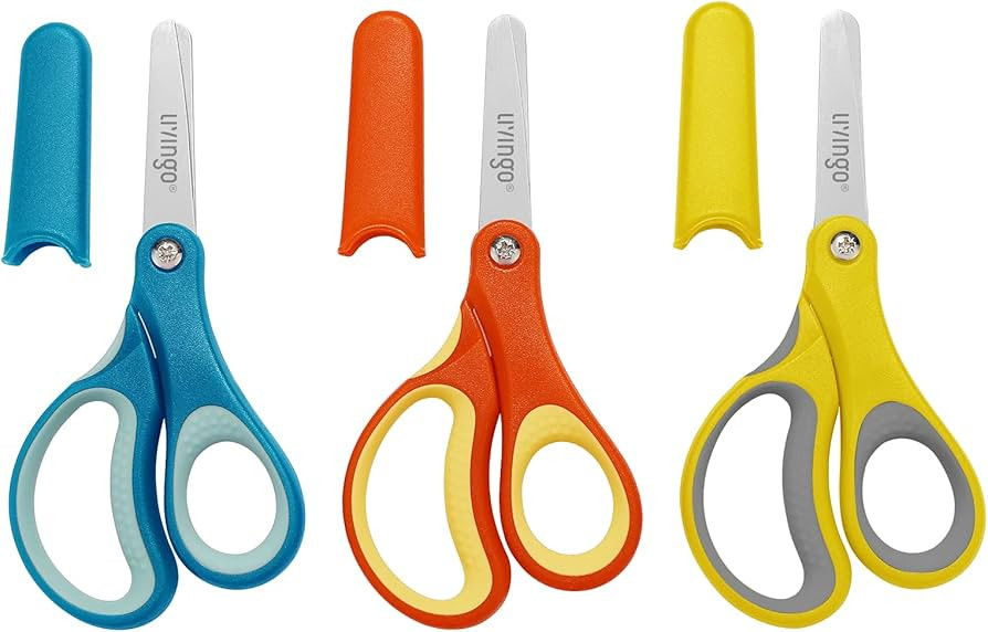 LIVINGO 3 Pack 5” Kids Scissors, Left/Right Handed Blunt Stainless Safety Toddler Preschool Chi... | Amazon (US)