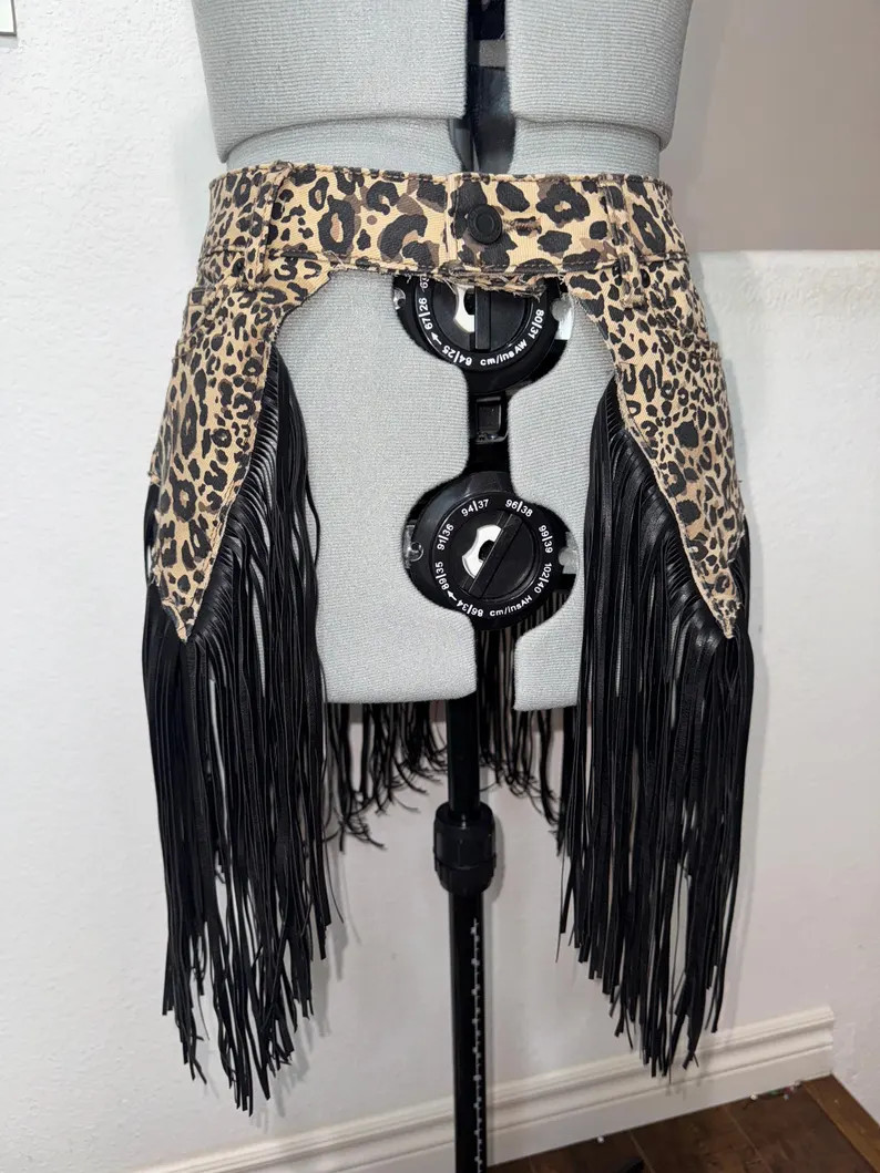 Waist size 27 Leopard Print Fringe Belt | Etsy (US)