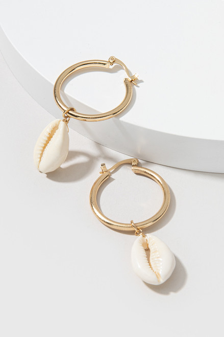 Shayla Shell Charm Hoop Earrings | Francesca's