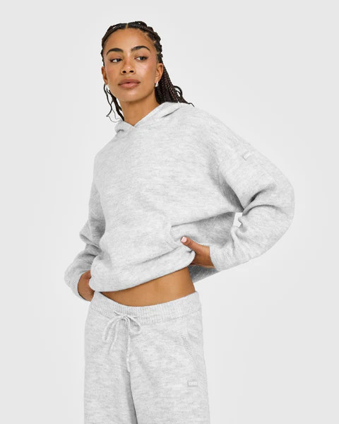 Oversized Knit Hoodie 
 Light Grey Marl | Oner Active (UK / US)