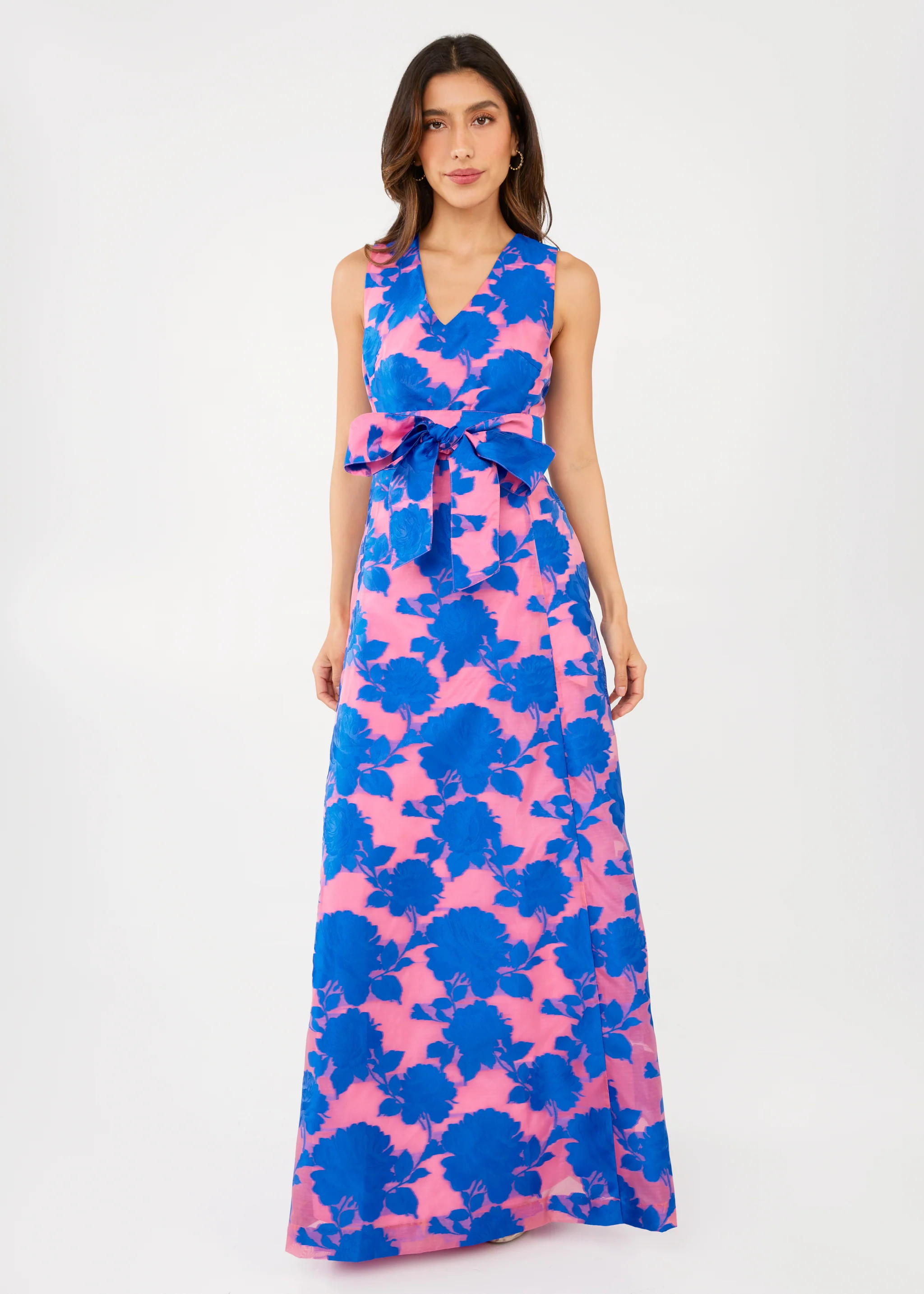 Arden Gown Pink and Blue Tea Rose Organza | Abbey Glass