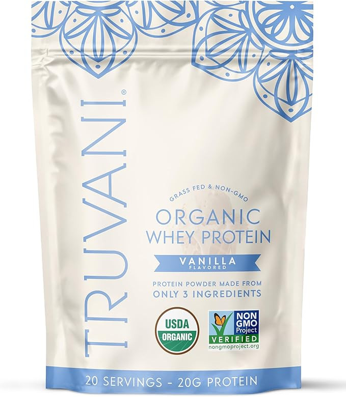 Truvani Organic Whey Protein Powder | Vanilla | 20g Grass Fed Whey Protein | 20 Servings | USDA O... | Amazon (US)