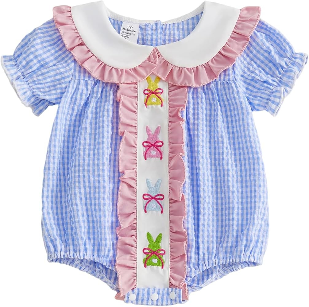 Baby Girl 4th of July Outfit USA Embroidery Bubble Romper Infant Fourth of July Onesie Patriotic ... | Amazon (US)