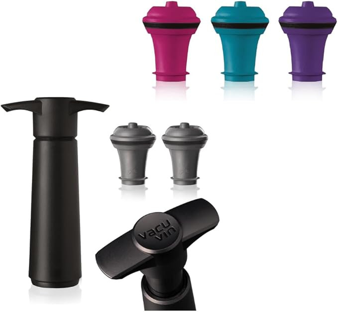 Vacu Vin Wine Saver Pump & Stopper Set – Includes Black Pump, 2 Stoppers & 3 Multicolor Stopper... | Amazon (US)