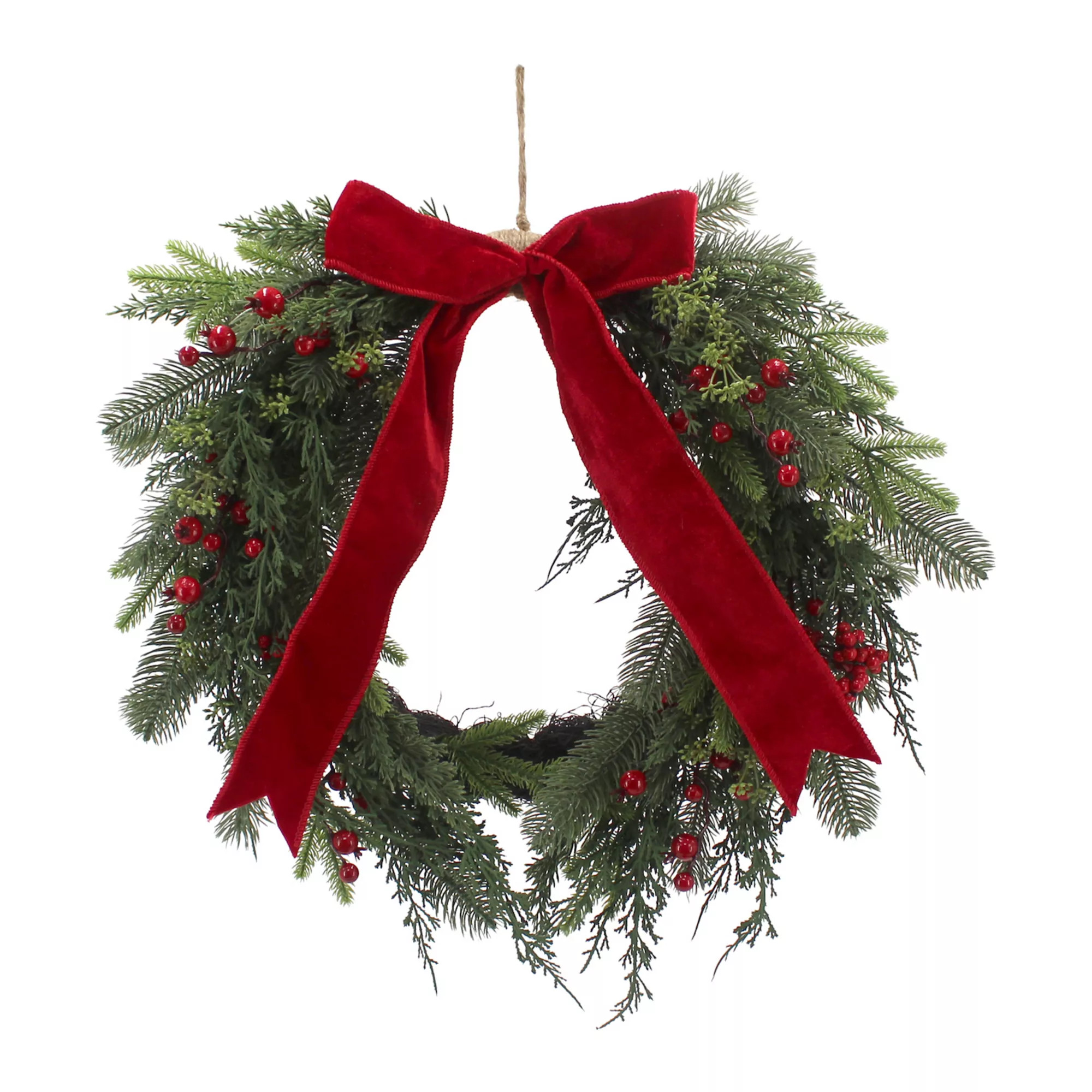 St. Nicholas Square® Red Berry & Red Velvet Bow Wreath | Kohl's