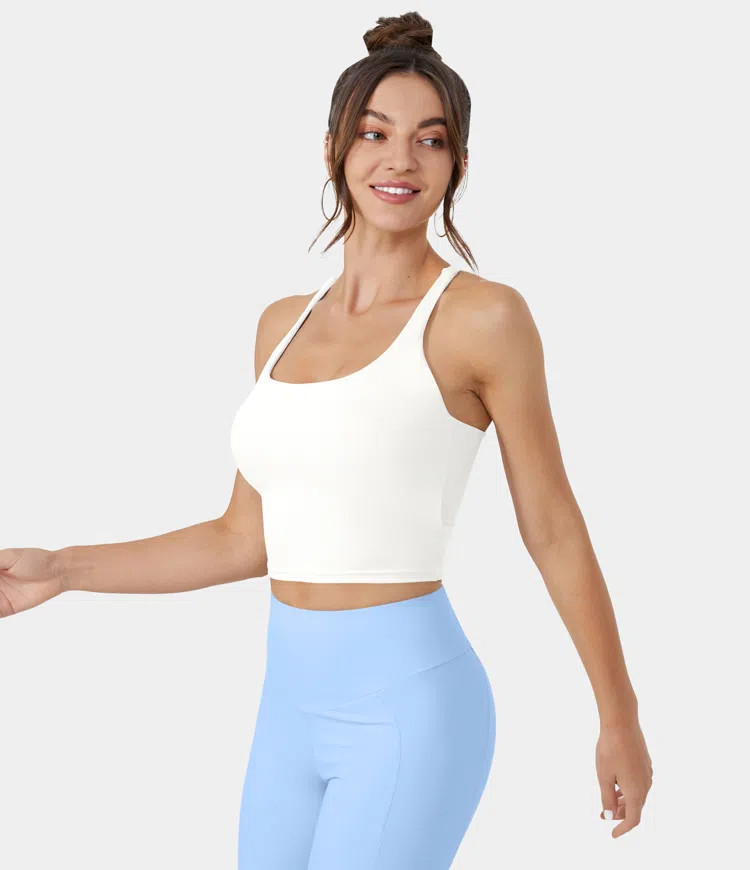 Crisscross Backless Cropped Yoga Tank Top | HALARA