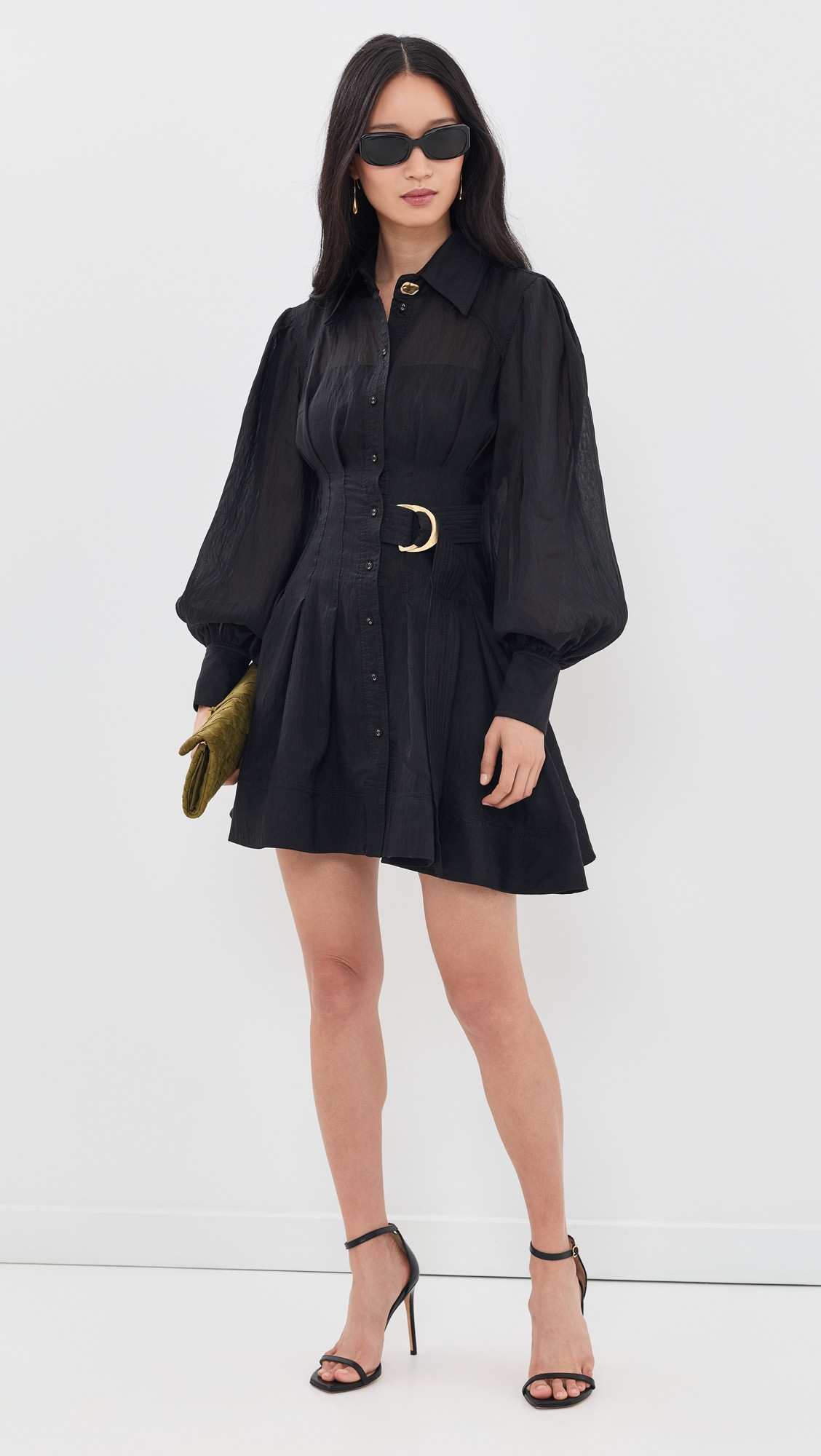 Aje Rosanna Mini Shirt Dress Black 14 | Shopbop
