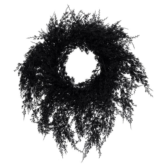 My Texas House Drapey Faux Cedar Wreath, Black, 24" | Walmart (US)