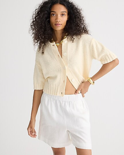 Cropped crewneck cardigan sweater | J. Crew US