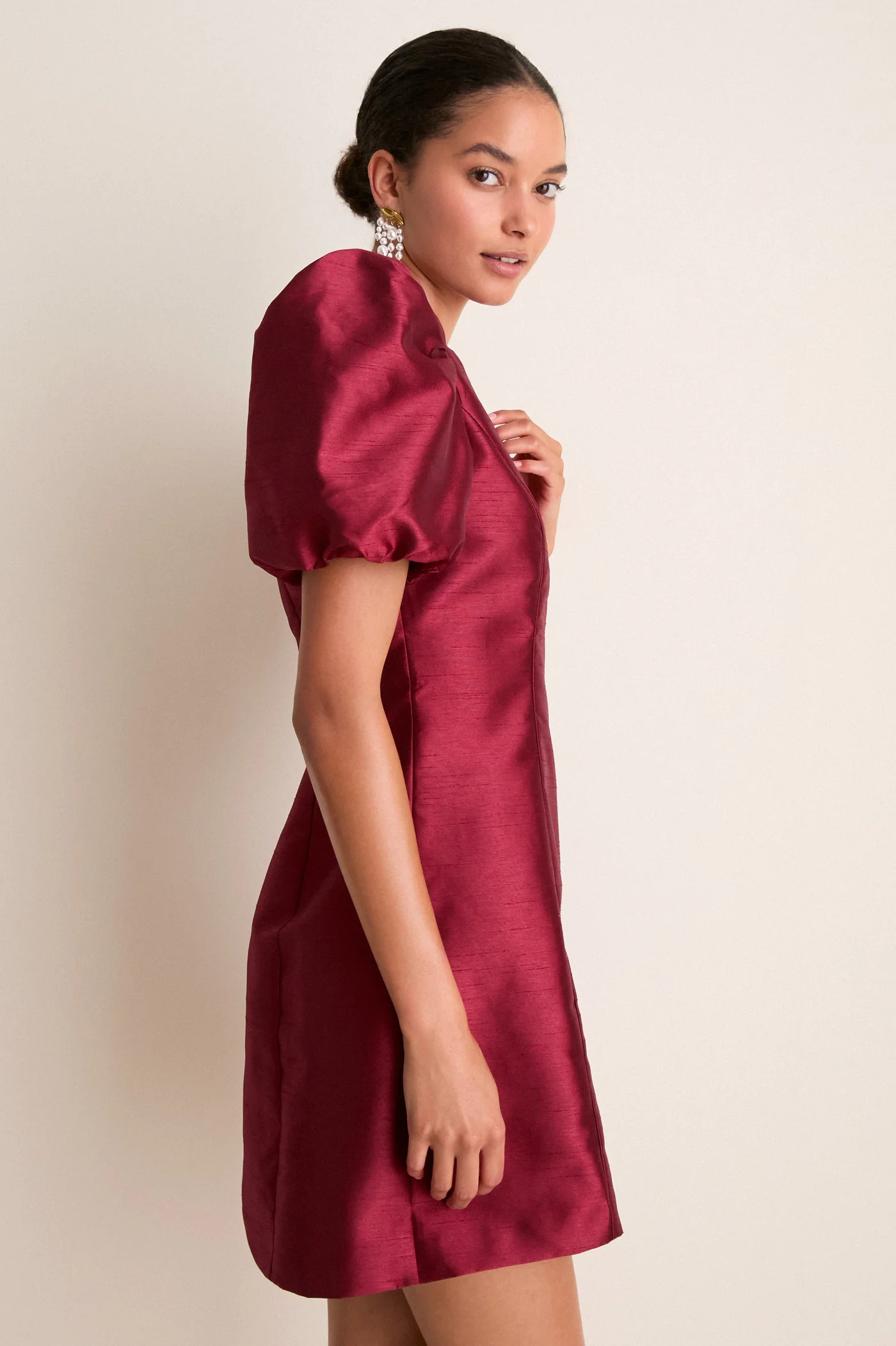 Cabernet Puff Sleeve Valentina Mini Dress | Tuckernuck (US)
