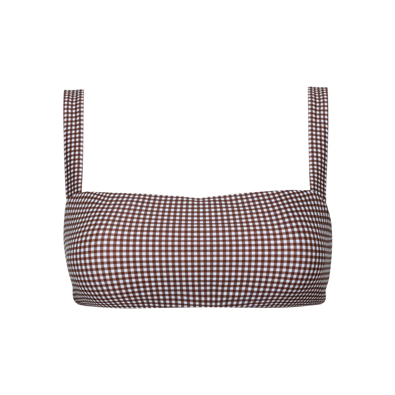 women's cocoa gingham bandeau bikini top | Minnow