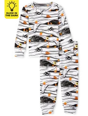 Unisex Baby And Toddler Matching Family Long Sleeve Glow In The Dark Halloween Mummy Snug Fit Cot... | The Children's Place