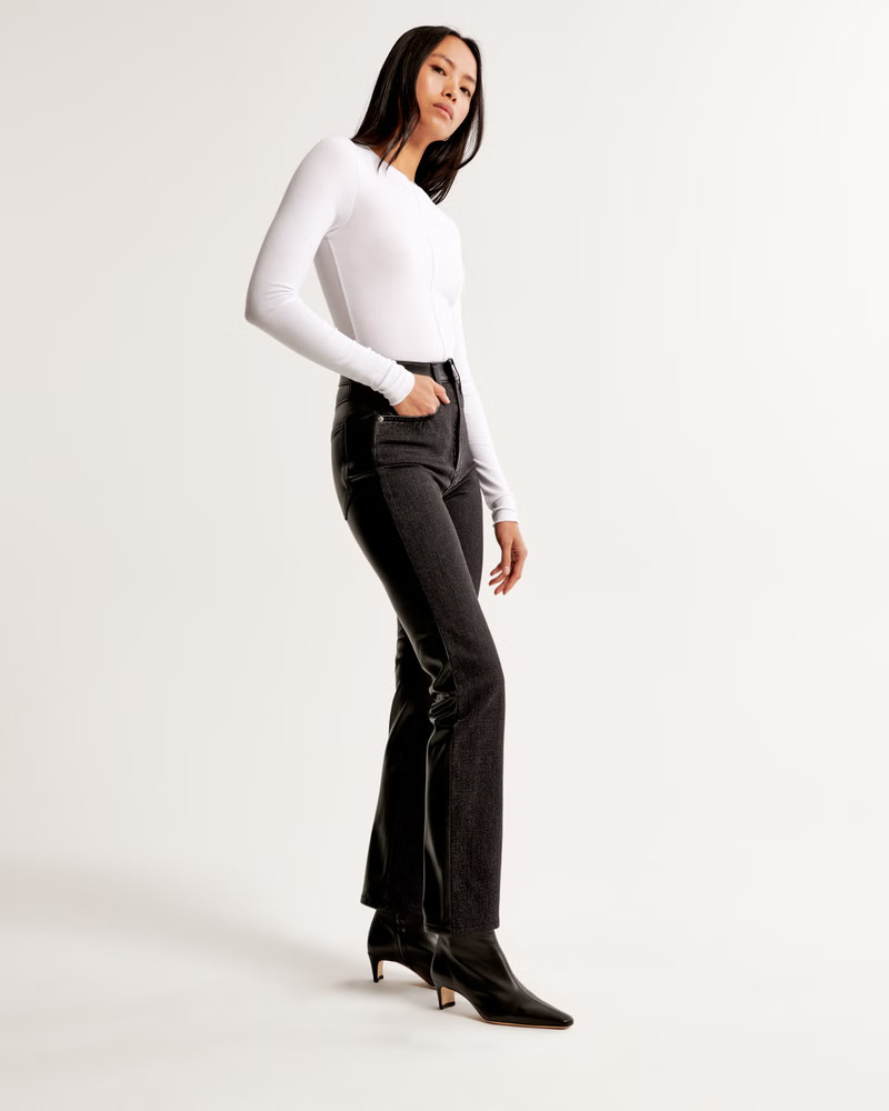 Mixed Fabric Ultra High Rise Ankle Straight Jean | Abercrombie & Fitch (US)