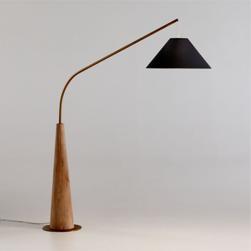Gibson Natural Floor Lamp with Black Shade 81" + Reviews | Crate & Barrel | Crate & Barrel