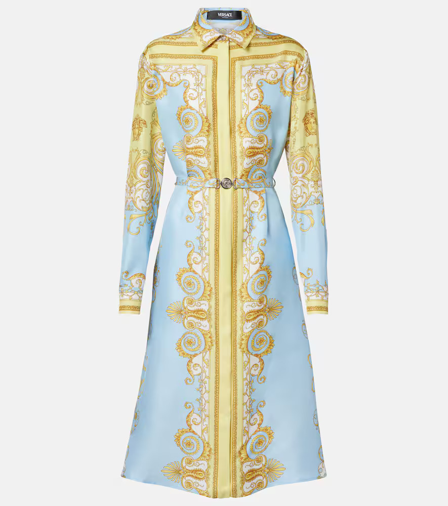 Versace Barocco silk twill midi dress | Mytheresa (US/CA)