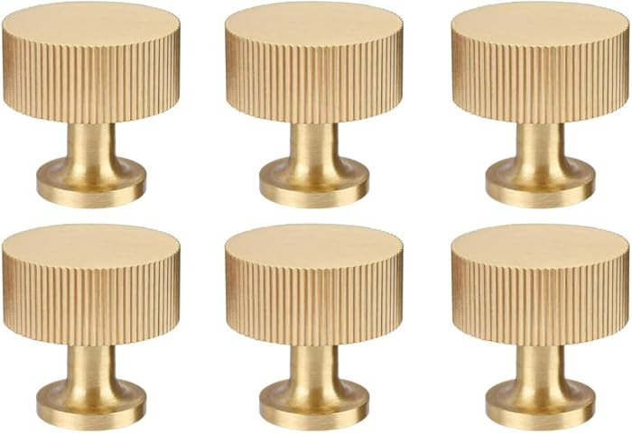 RZDEAL 6pcs Solid Brass Cabinet Knobs Pulls Cabinet Drawer Dresser Gold Knobs Modern Handles (1"x... | Amazon (US)