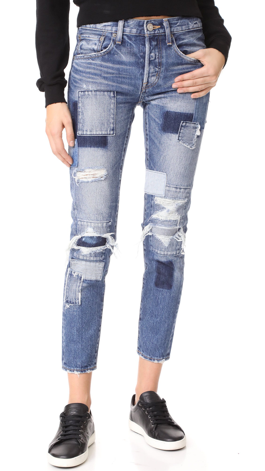 MOUSSY MV Laurel Patched Tapered Jeans | Shopbop