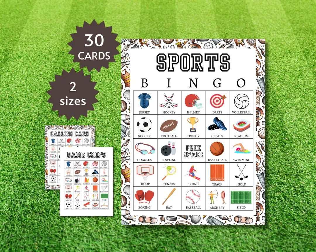 Sports Bingo Cards, Printable Athlete Party Game for Kids, Teens, and Adults - Etsy | Etsy (US)