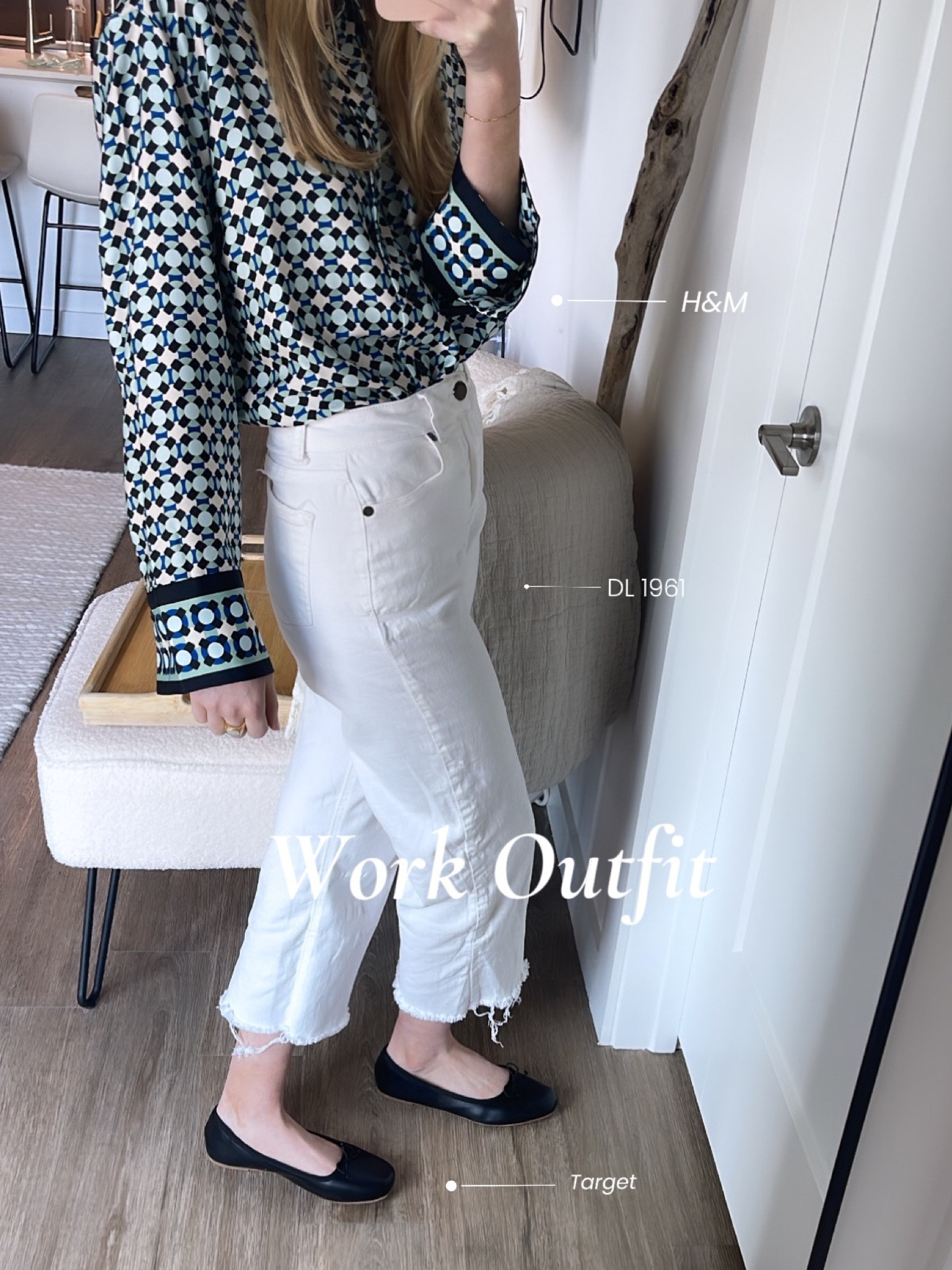 Work Outfit for spring

White wide leg jeans: Dl 1961
I’m linking similar options!

Satin Blouse: H&M

Black Ballet flats: Target

#LTKunder100 #LTKstyletip #LTKworkwear
