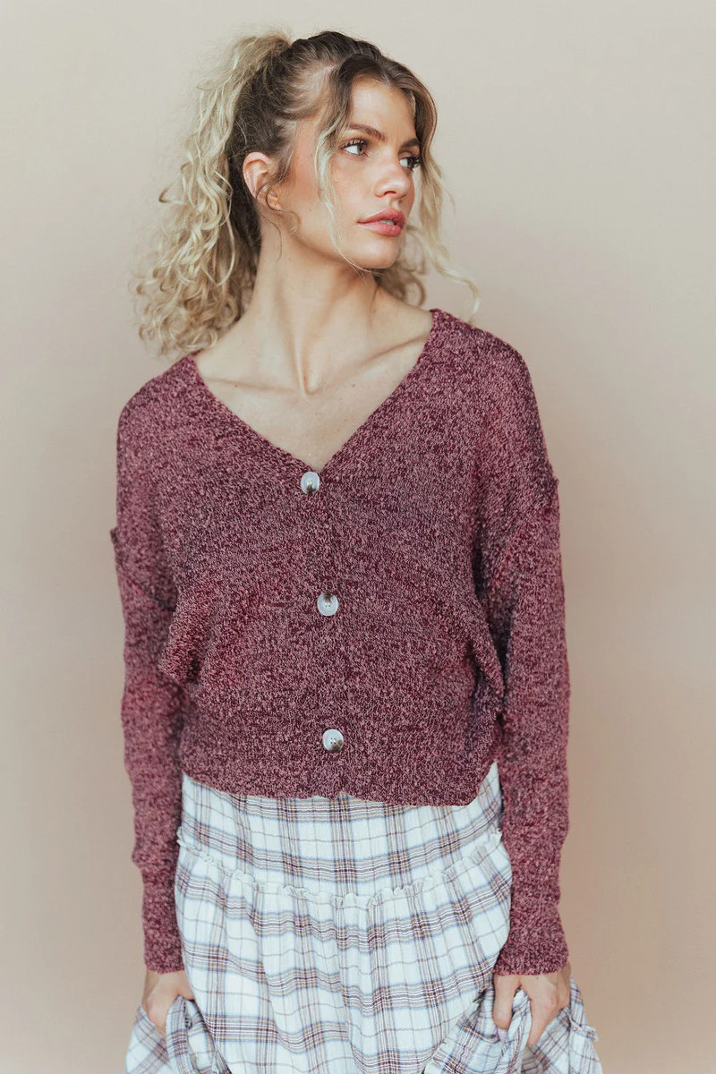 Annie Knit Cardigan in Burgundy | Henly