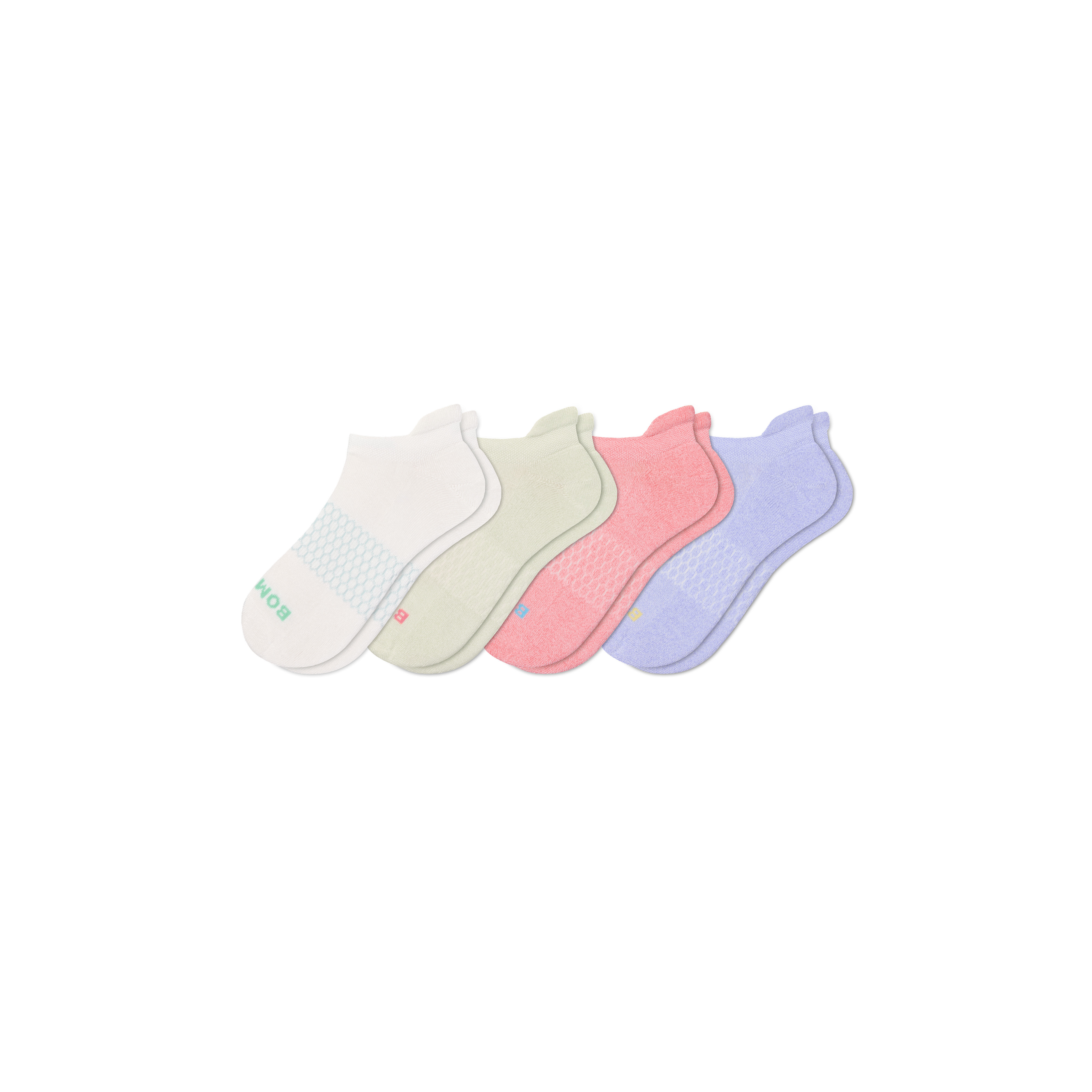 Women's Solids Ankle Sock 4-Pack - Pink Mint Mix - Small - Cotton Blend - Bombas | Bombas