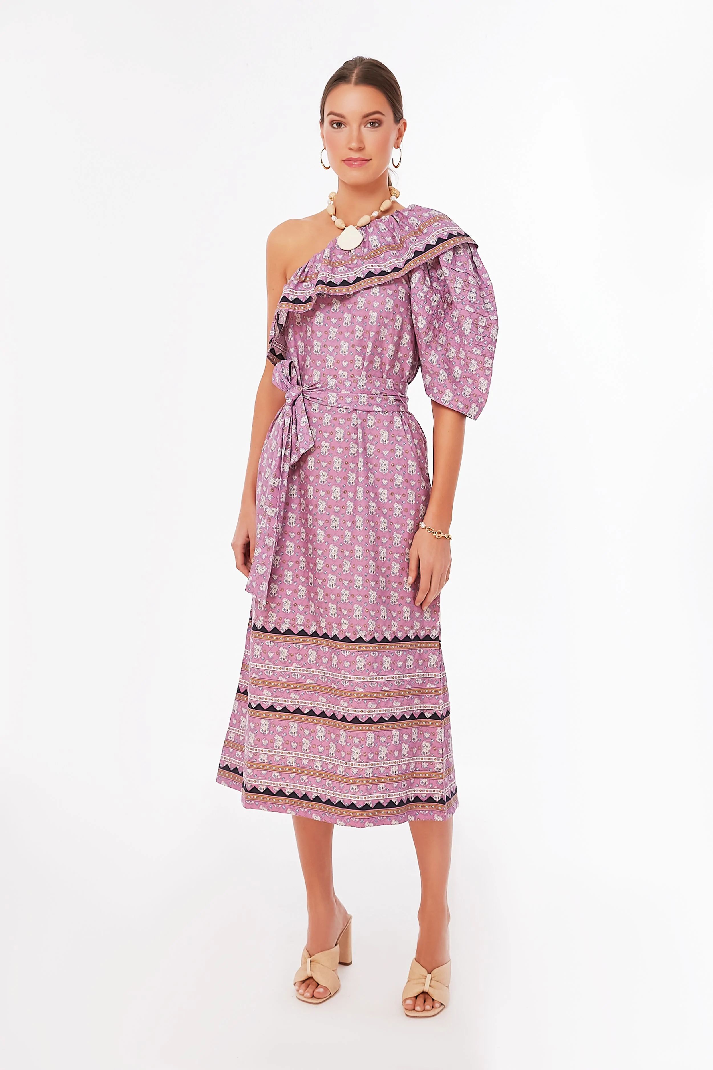 Lilac Perry Border One Shoulder Dress | Tuckernuck (US)