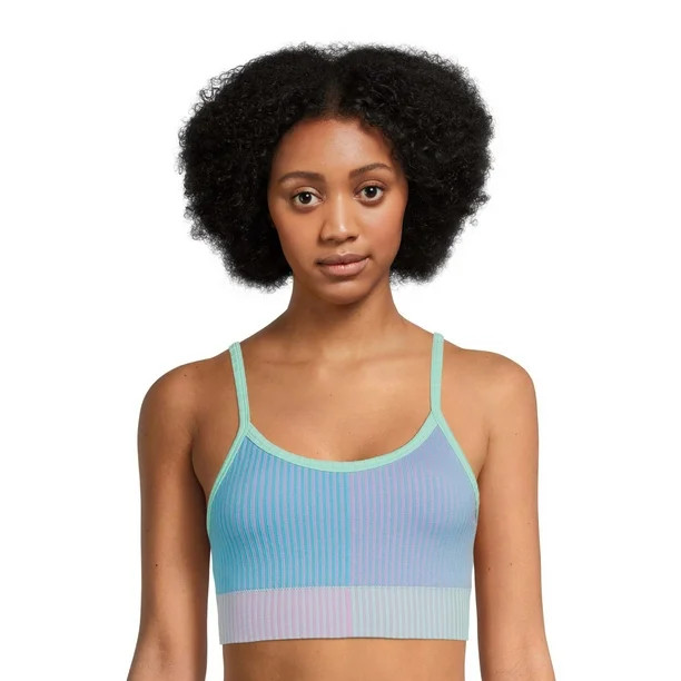 No Boundaries Juniors' Seamless Color Block Ribbed Brami, Sizes to 3XL | Walmart (US)