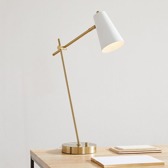 Open Box: Quinten Table Lamp Antique Brass White (24"") | West Elm (US)